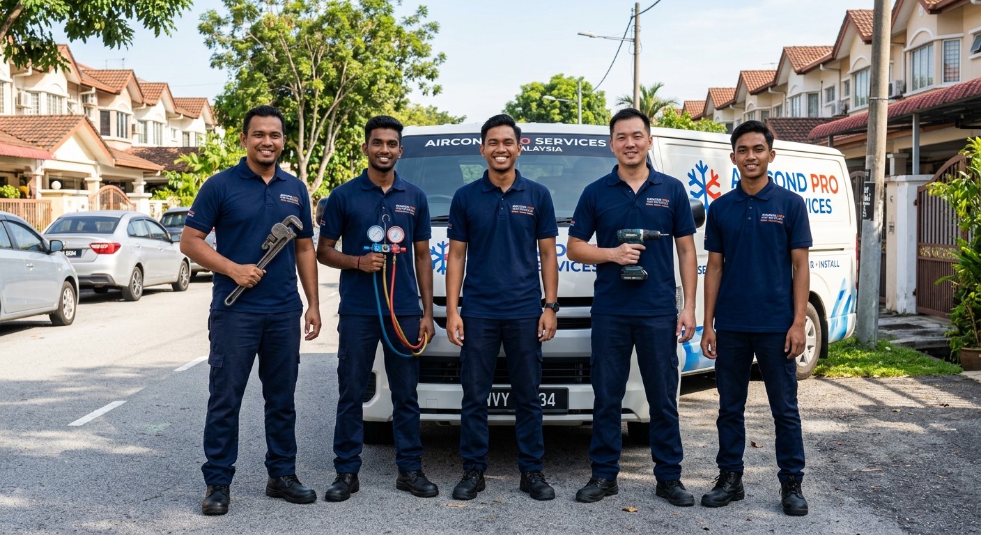 Juruteknik bertauliah memasang aircond Panasonic di rumah pelanggan